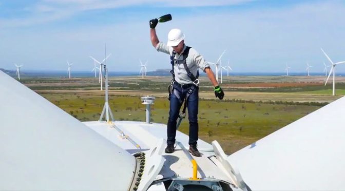 Jeff Bezos made headlines by smashing a bottle of champagne to launch Amazon Wind Farm in Texas